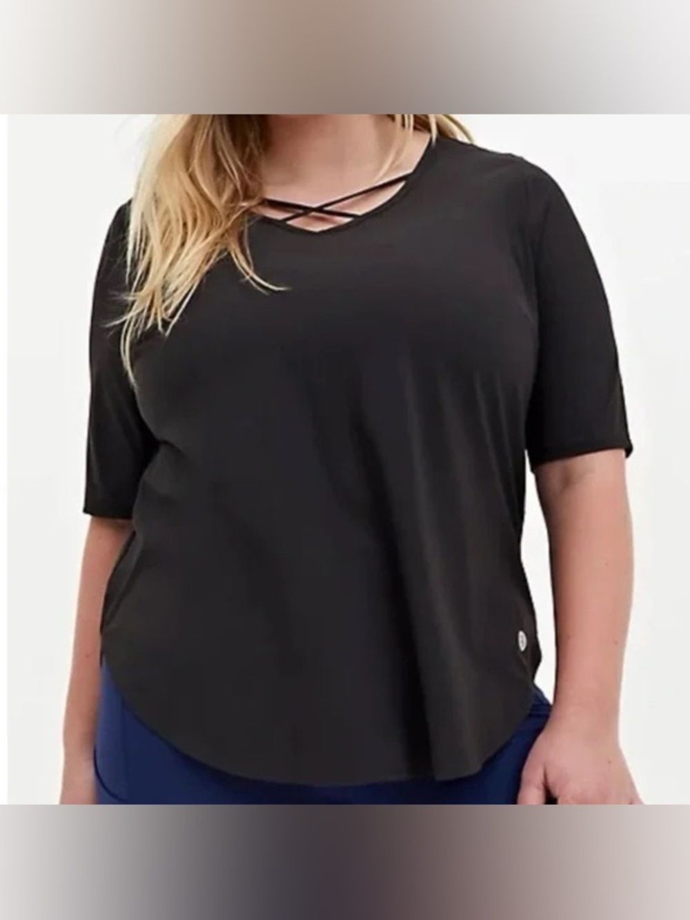 NWT Torrid Active Cross Cross Wicking Top Short Sleeve Activewear Charcoal Gray